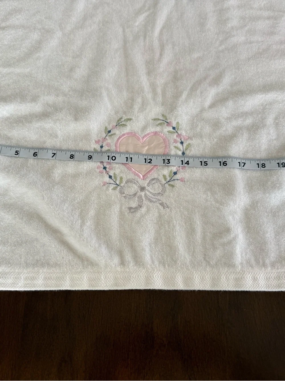 Vintage Saturday Knight Heart Floral Embroidered Bath Towel Cottagecore